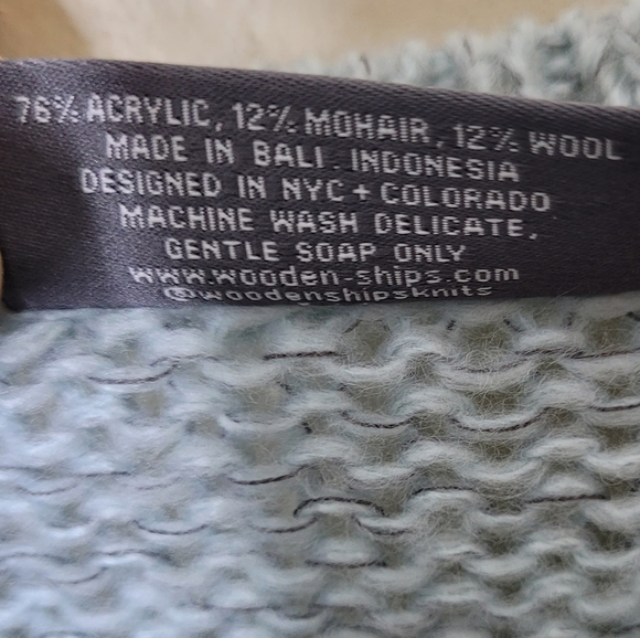 Wooden Ships Blue Mohair Blend Sweater Cozy Oversized Knit, Coastal Winter Vibes - Picture 8 of 8